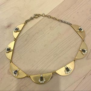 J. Crew Antiqued Gold Crystal Collar Necklace